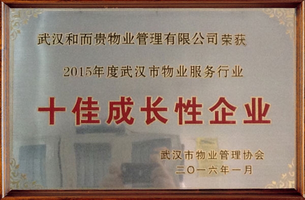 2015年度武汉物业服务行业十佳成长性企业